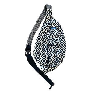 Kavu Geometric Cream and Black Rope Sling Bag